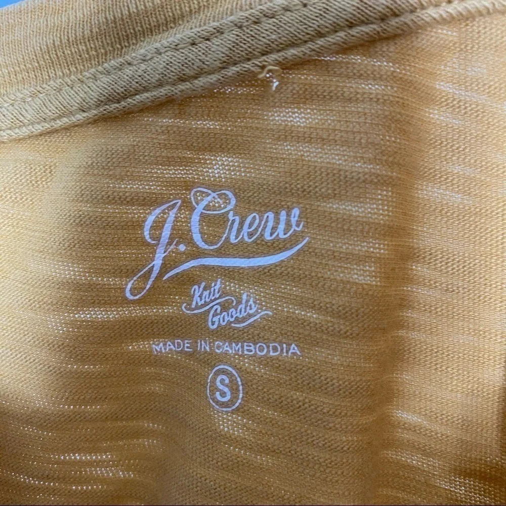 J. CREW Yellow Embroidered Floral Cotton Tee Size Small